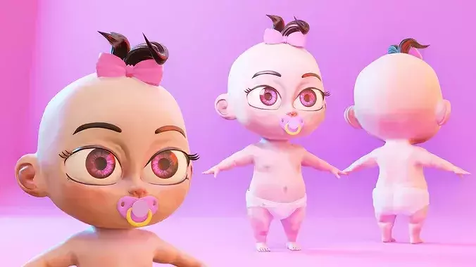 Stylized Cartoon Baby Girl