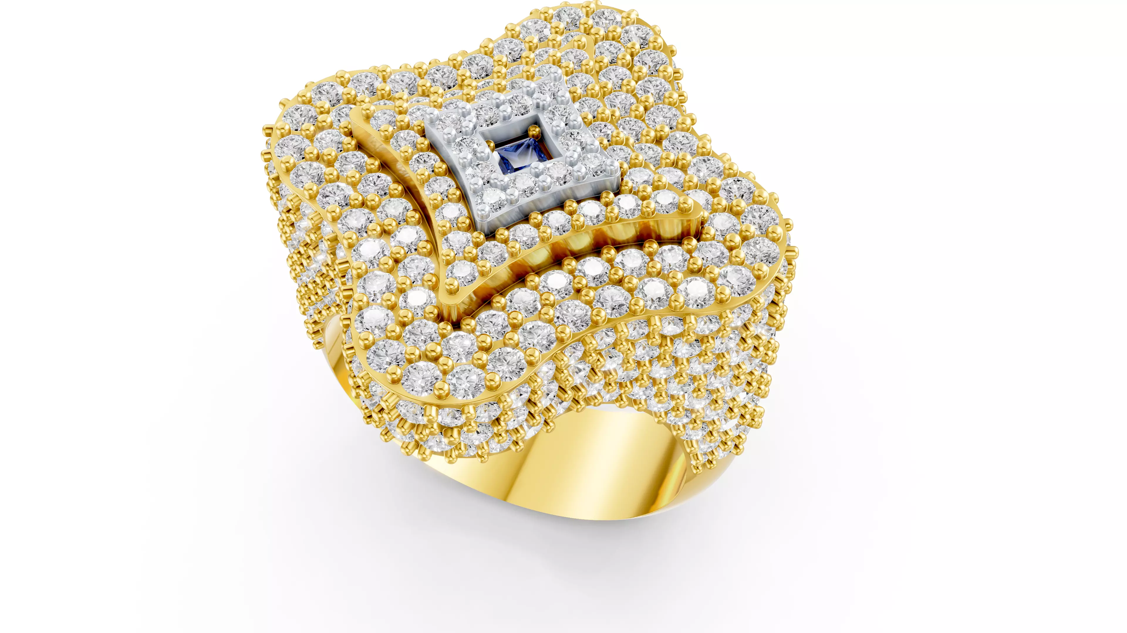 Hip Hop Dimond Signet Ring 3D print model 3D print model