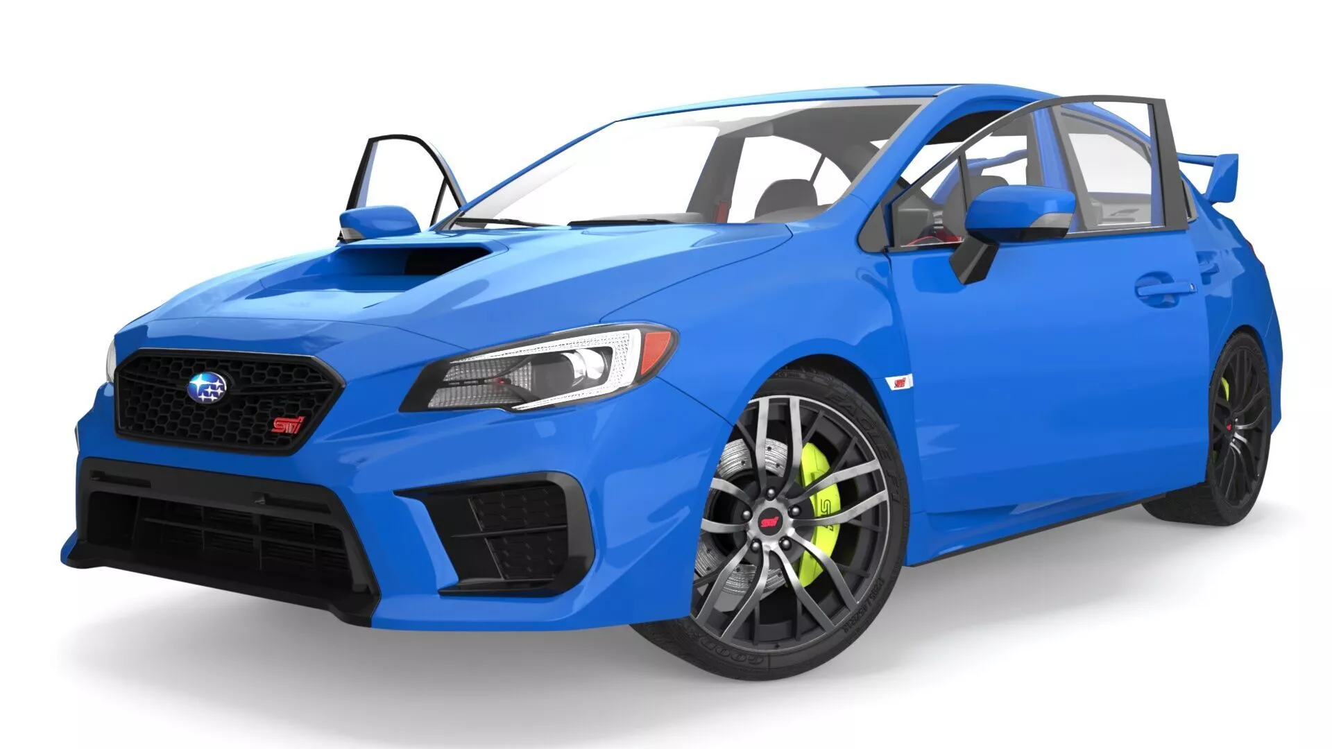 Subaru WRX 2021 Sedan Blue Rigged for Maya 3D model