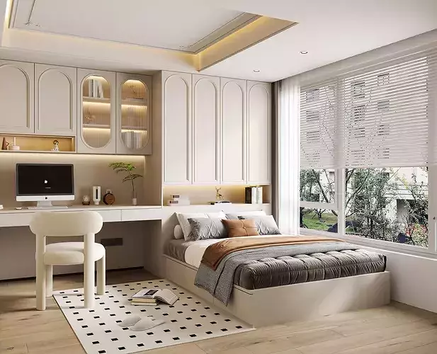 Interior Design of French Bedroom 3D model 2