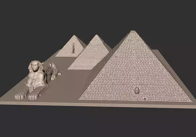  Egyptian Pyramids  Sphinx  High-Detail STL 3D Printable Model