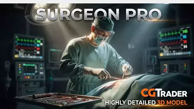 Male Surgeon Character Rigged Animated Game Ready Medical