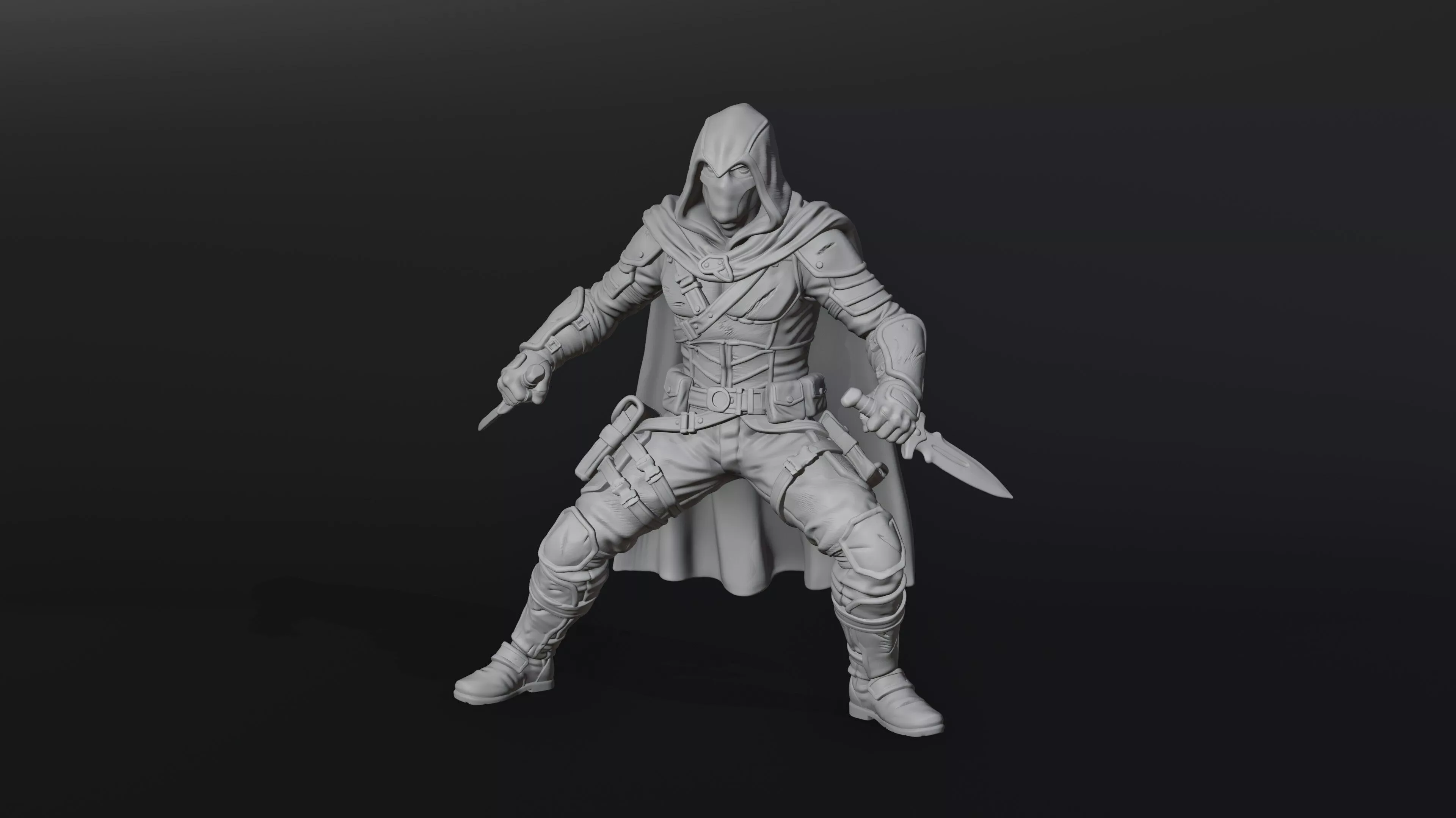 Hooded Assassin Rogue Miniature 3D Print Model 3D print model