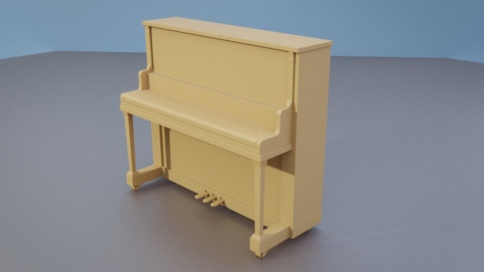 Old antique piano with bench game-ready asset Free low-poly 3D model_5