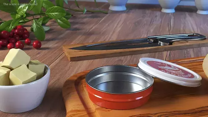 Red Caviar Empty Metal Can 3D model 3