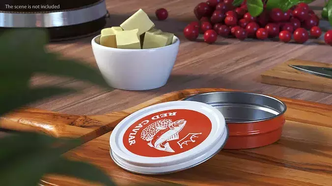 Red Caviar Empty Metal Can 3D model 4