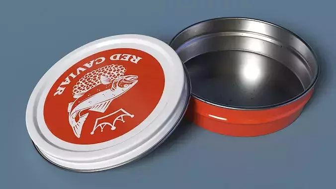 Red Caviar Empty Metal Can 3D model