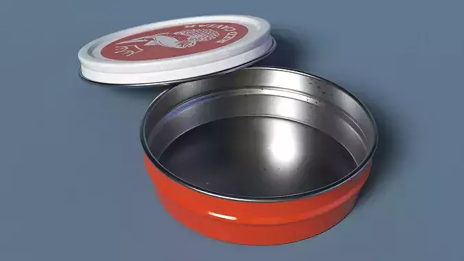 Red Caviar Empty Metal Can 3D model 5