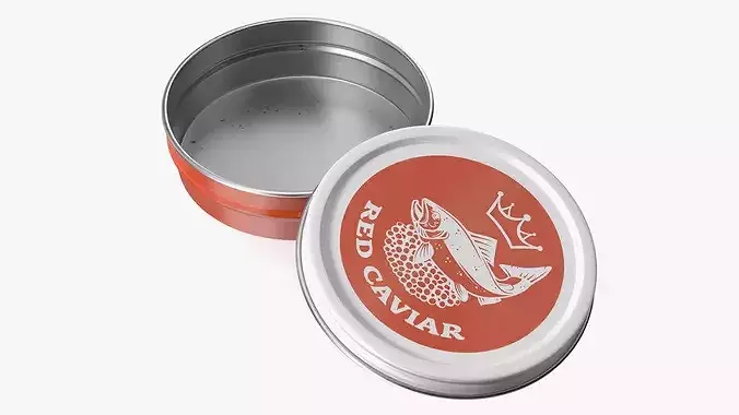 Red Caviar Empty Metal Can 3D model 2