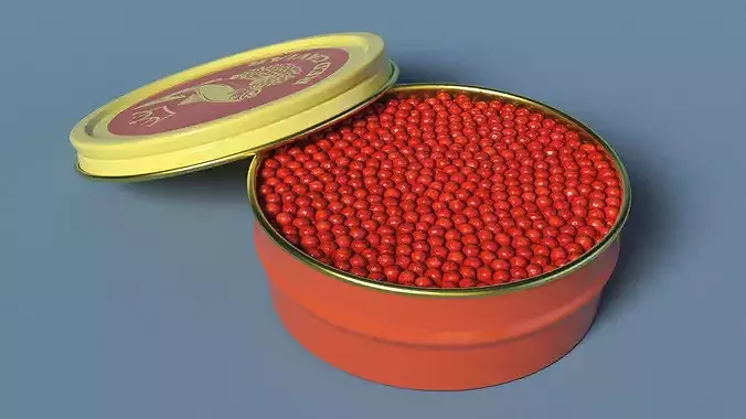 Red Caviar Open Tin 3D model 4