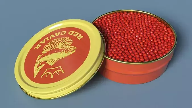 Red Caviar Open Tin 3D model 5