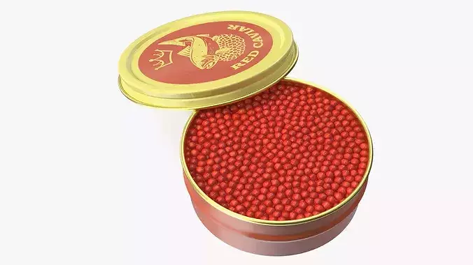 Red Caviar Open Tin 3D model