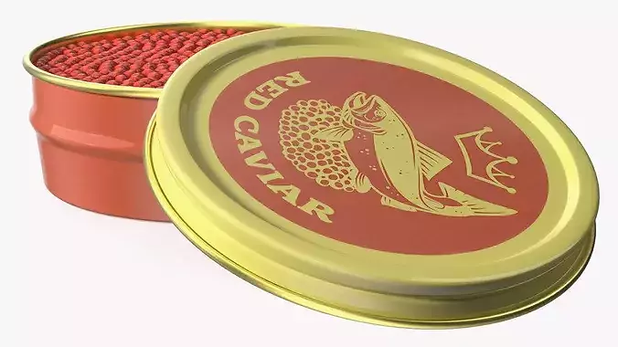 Red Caviar Open Tin 3D model 7