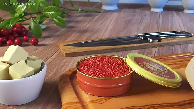 Red Caviar Open Tin 3D model 2