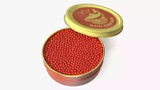 Red Caviar Open Tin 3D model 6