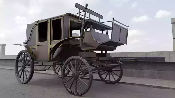 Horse Carriage Low-poly 3D model