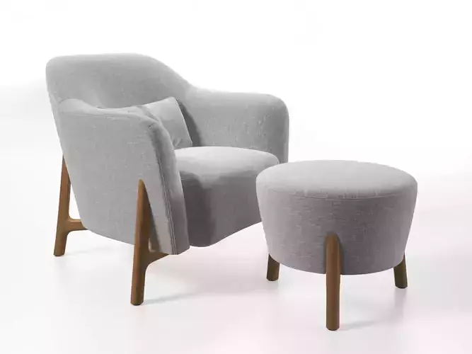 Pilotis Armchair and Pouf 3D model