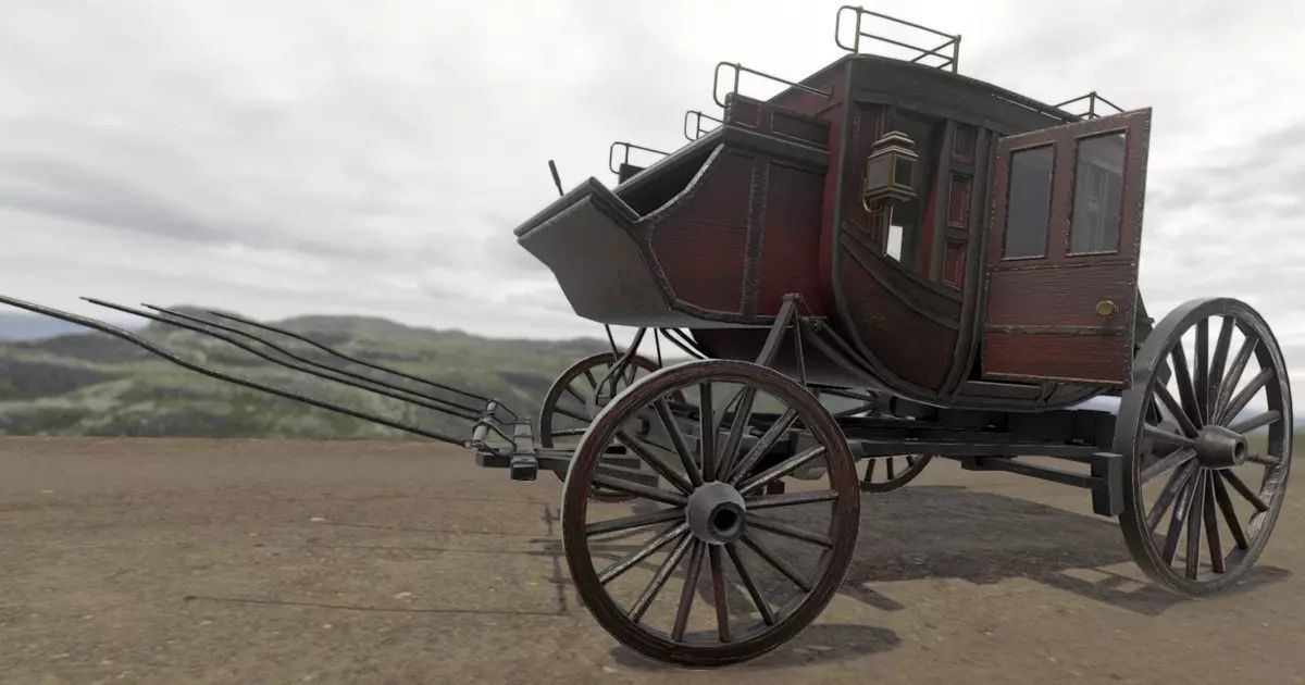 Historic Carriage  Low-poly 3D model_5