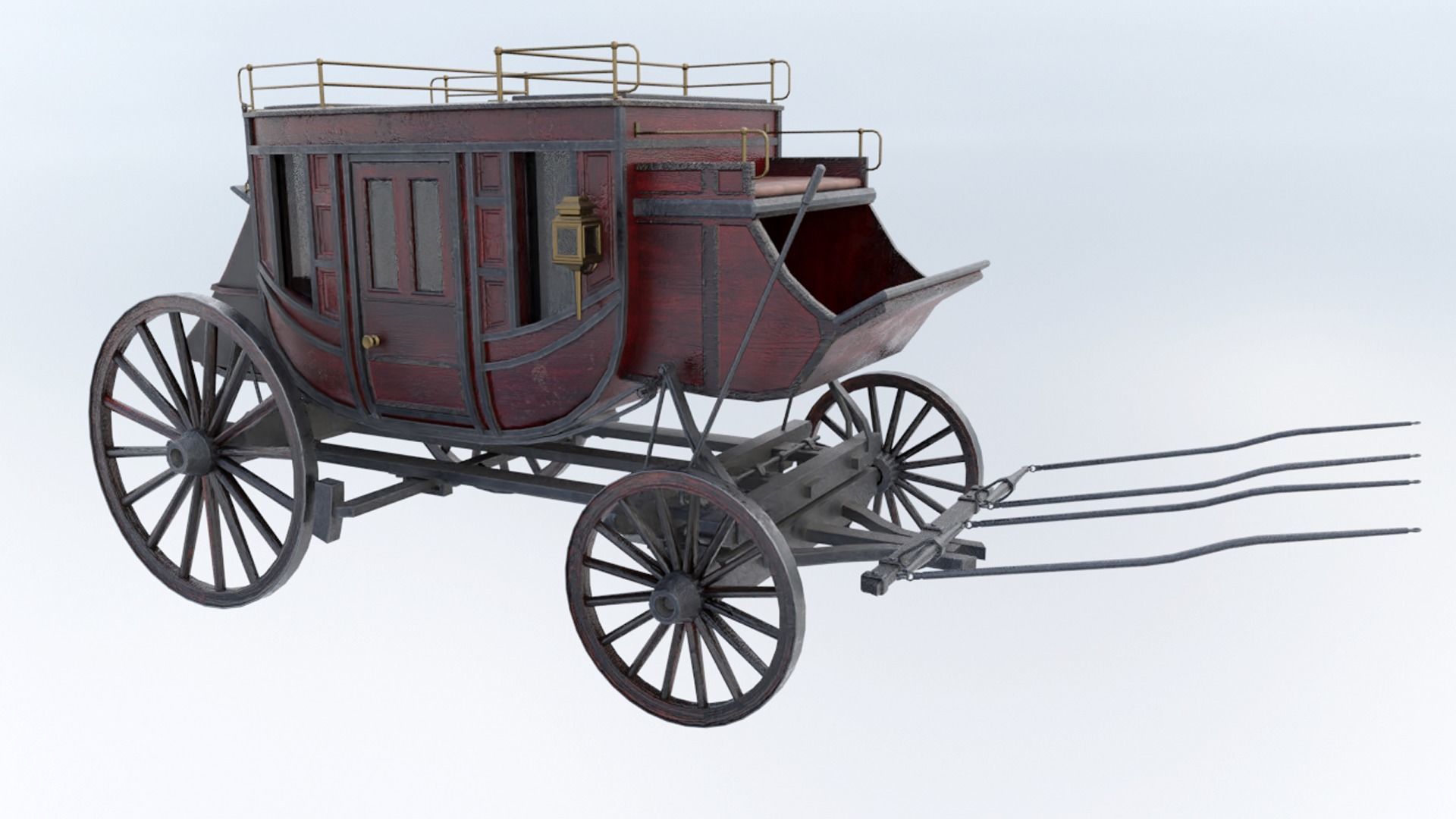 Historic Carriage  Low-poly 3D model_10