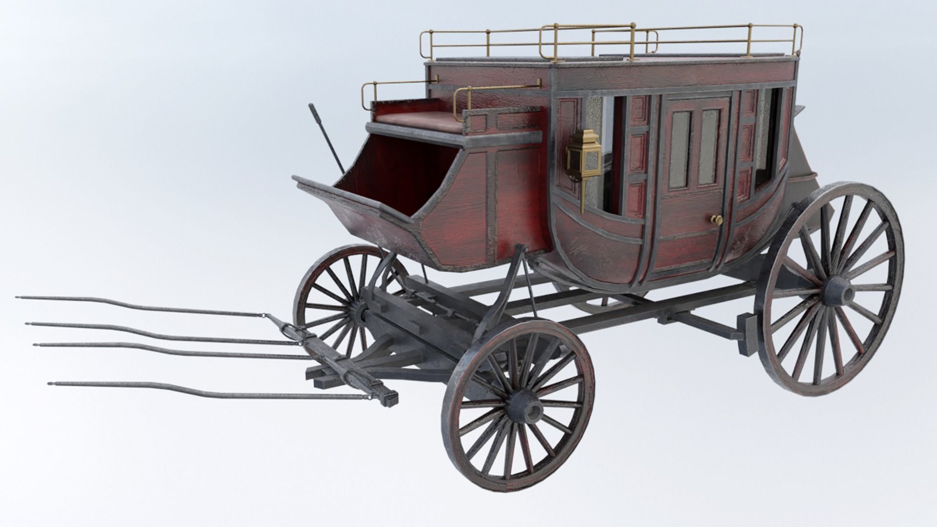 Historic Carriage  Low-poly 3D model_8