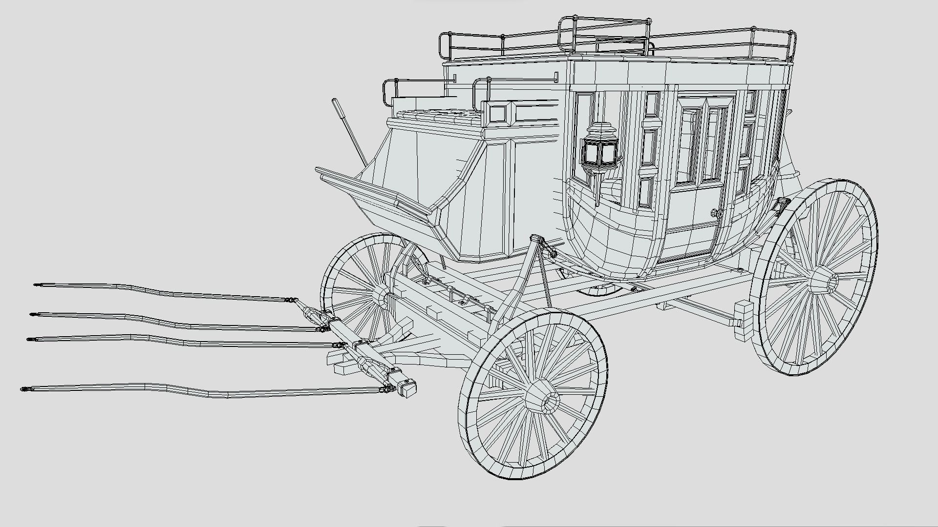 Historic Carriage  Low-poly 3D model_14