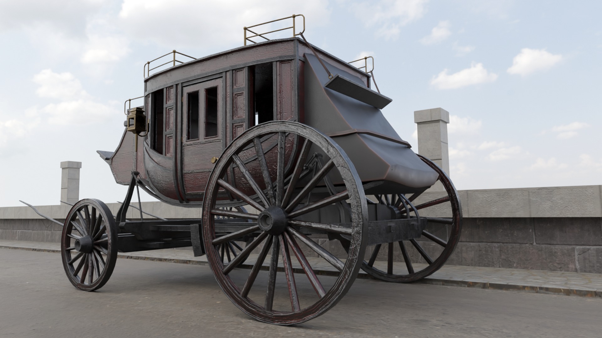 Historic Carriage  Low-poly 3D model_1