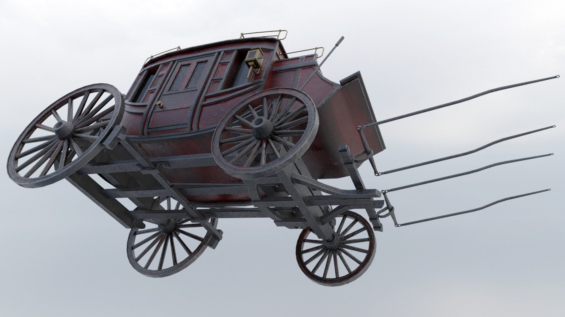 Historic Carriage  Low-poly 3D model_12