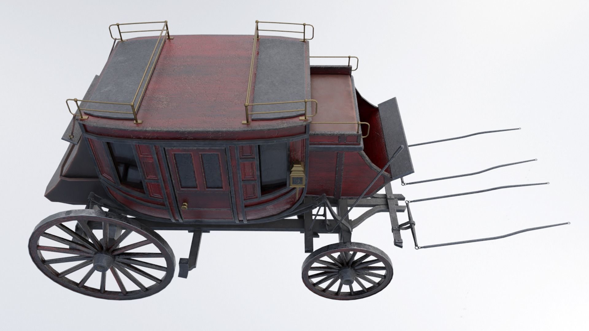 Historic Carriage  Low-poly 3D model_11