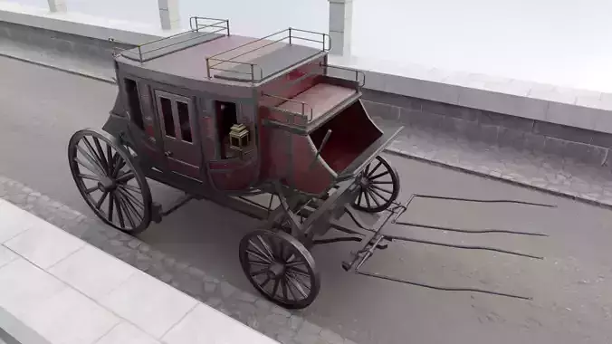 Historic Carriage  Low-poly 3D model