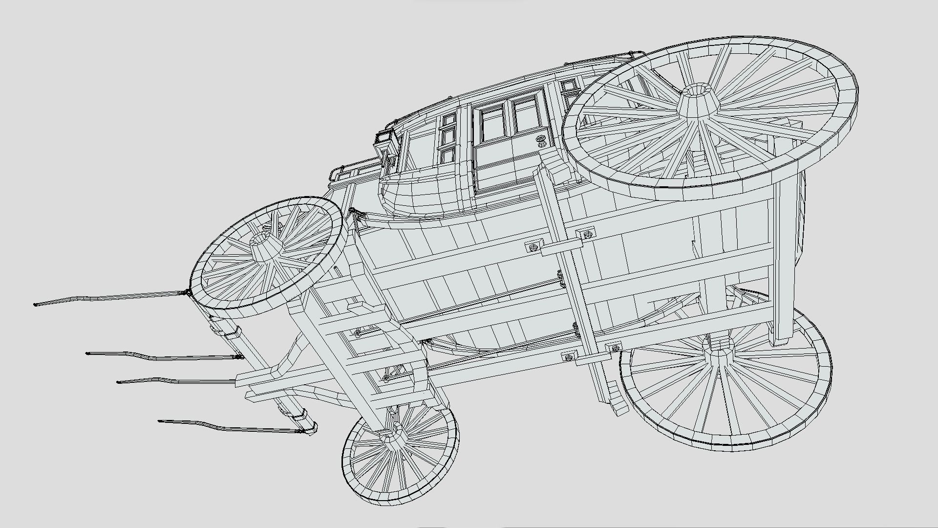 Historic Carriage  Low-poly 3D model_13