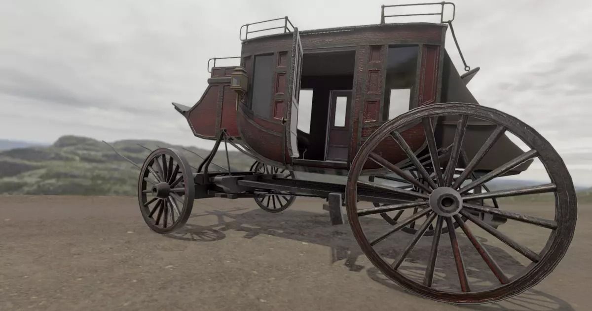 Historic Carriage  Low-poly 3D model_6