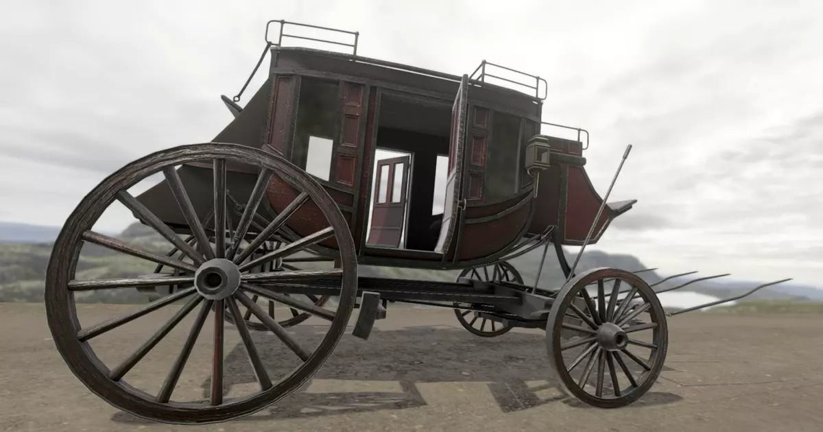 Historic Carriage  Low-poly 3D model_7