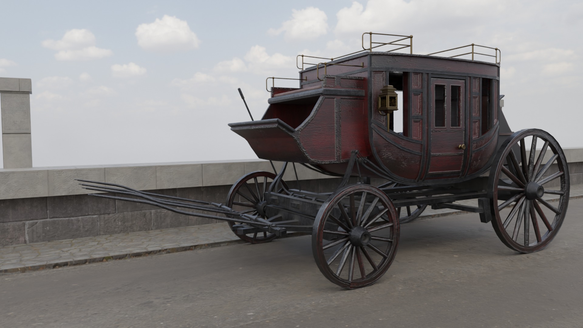 Historic Carriage  Low-poly 3D model_2