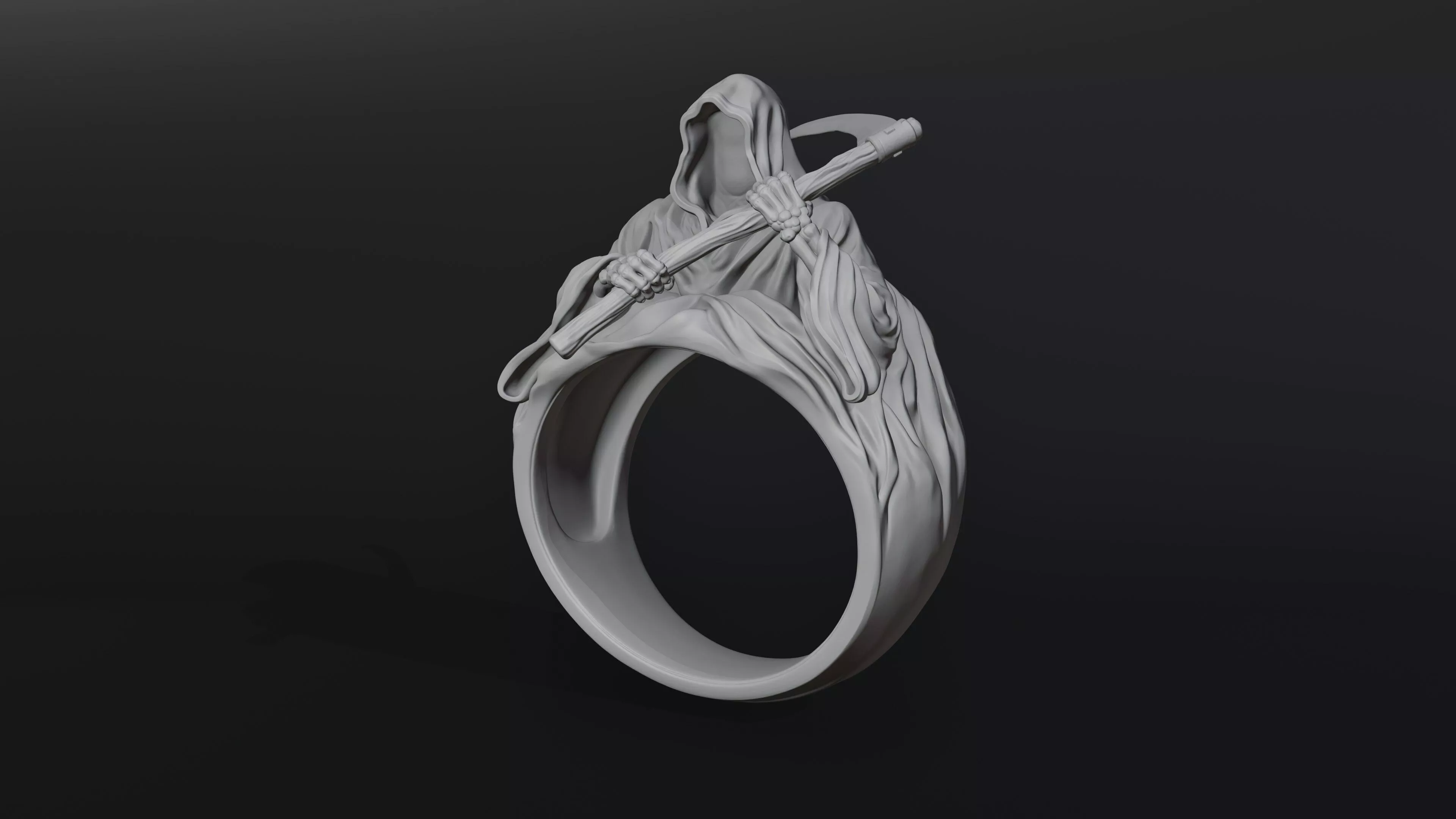 Grim Reaper Scythe Ring 3D print model