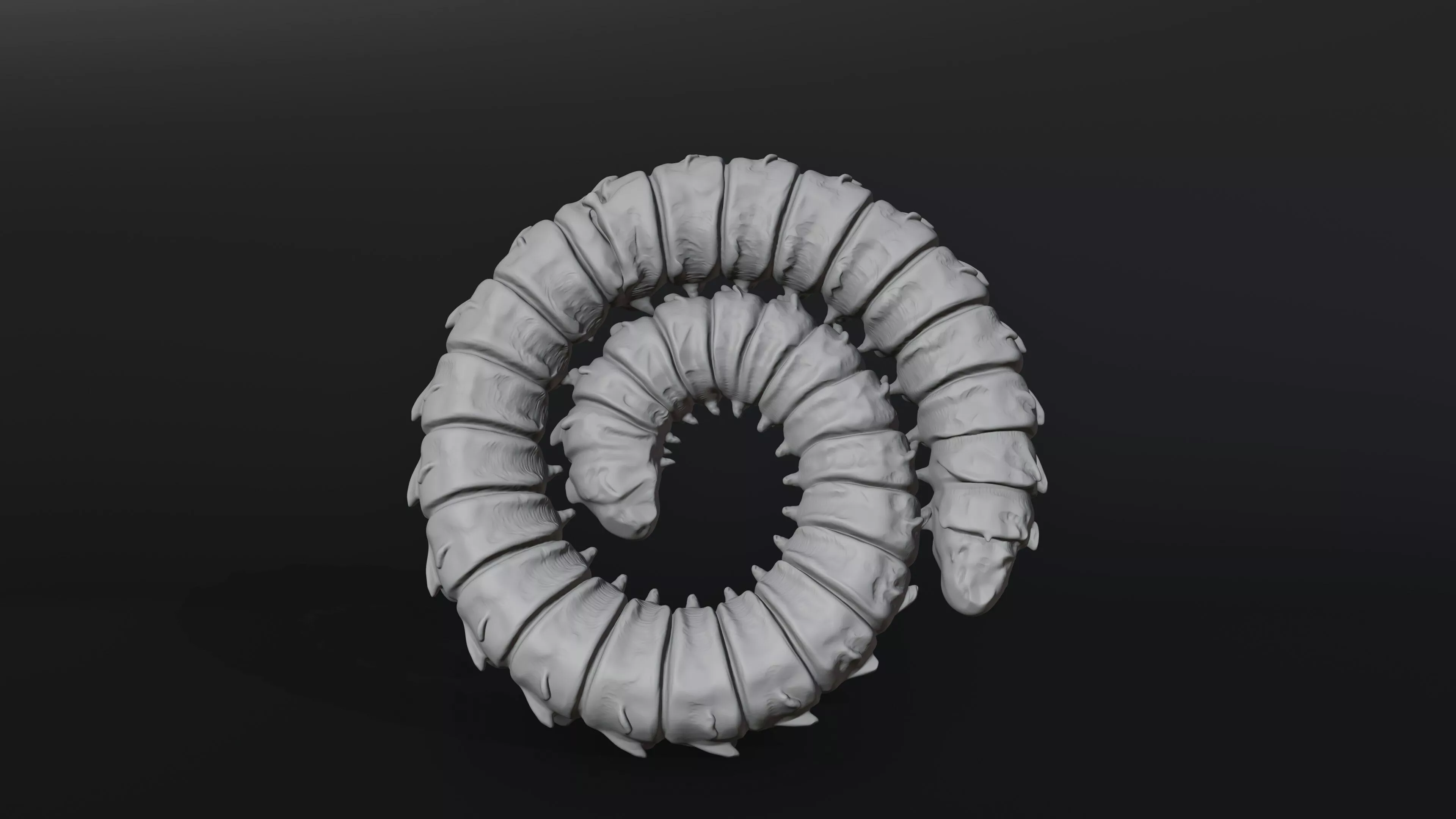 Coiled Sandworm Creature 3D print model