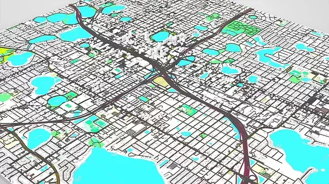 Cityscape Orlando Florida USA 3D model 5
