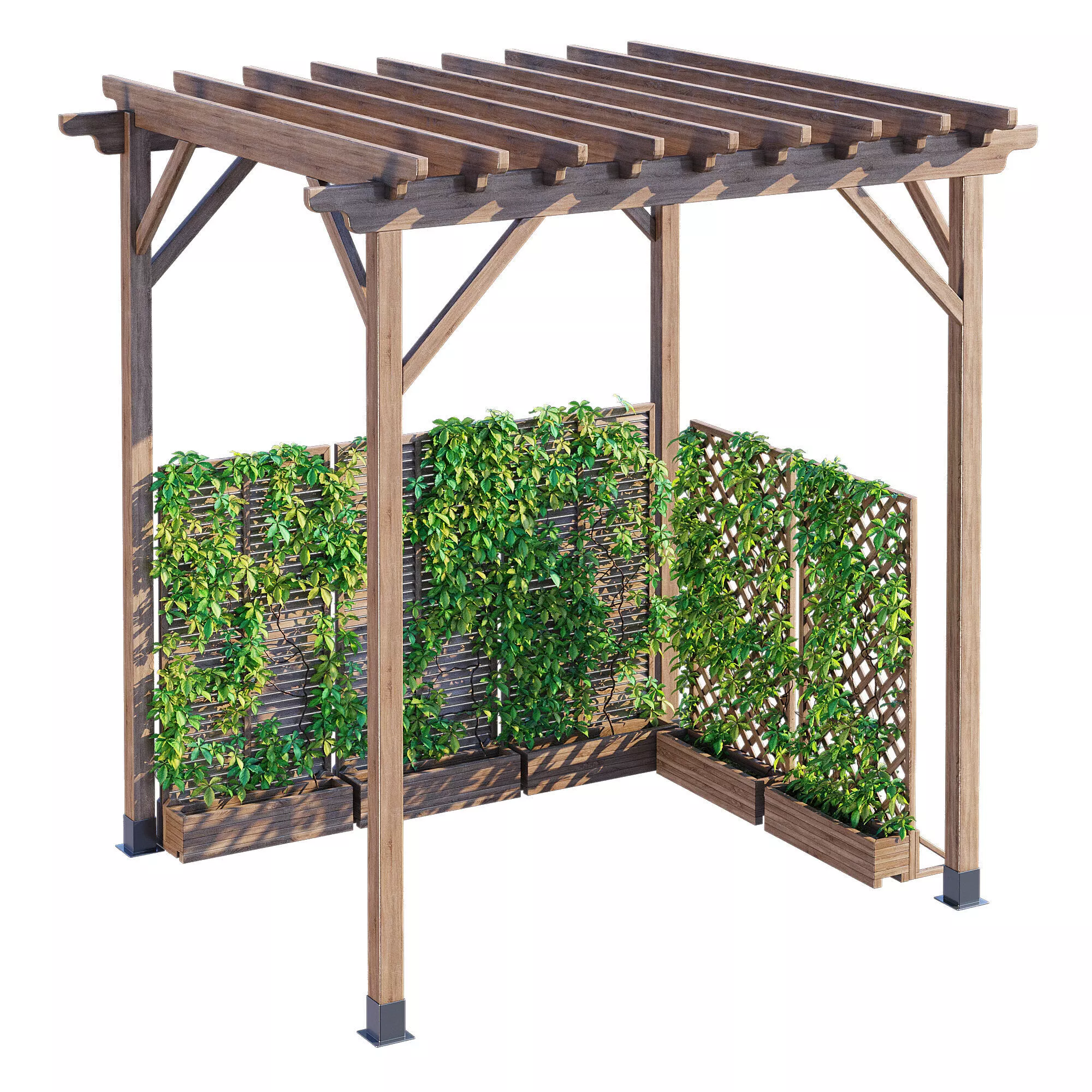 Wood Garden Pergola 3D model