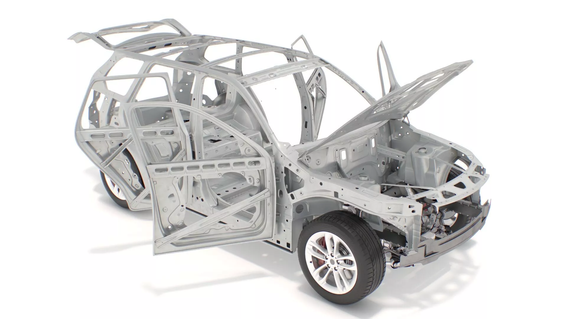 SUV Car Frame Structure with Chassis Rigged for Cinema 4D 3D model