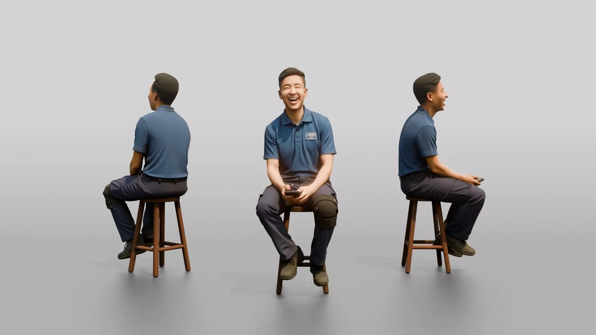 Seated Delivery Worker 3D model