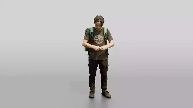 Food Delivery Man with Backpack 3D model 6