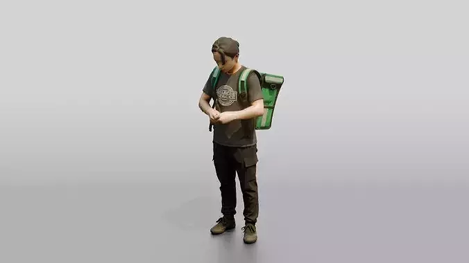 Food Delivery Man with Backpack 3D model 5