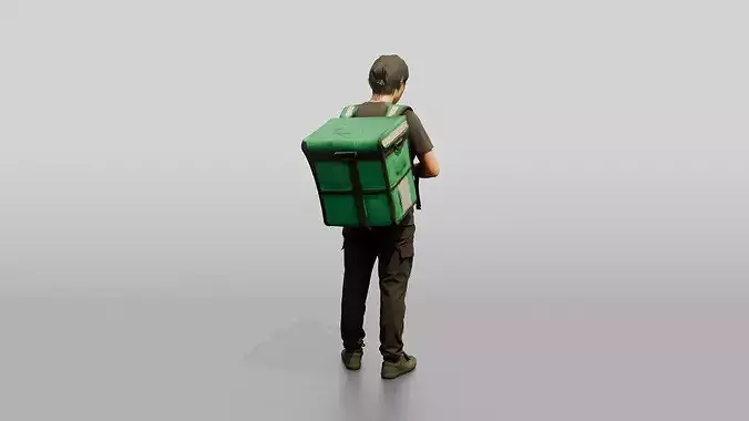 Food Delivery Man with Backpack 3D model 4