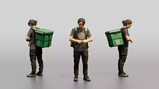 Food Delivery Man with Backpack 3D model