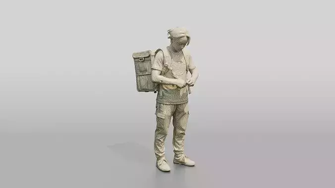 Food Delivery Man with Backpack 3D model 7