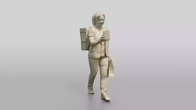 Food Delivery Woman 3D model 7