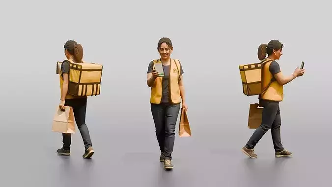 Food Delivery Woman 3D model