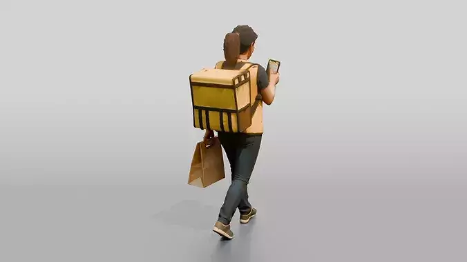 Food Delivery Woman 3D model 4