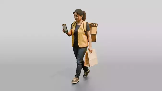 Food Delivery Woman 3D model 5