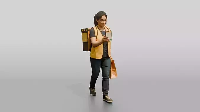 Food Delivery Woman 3D model 2