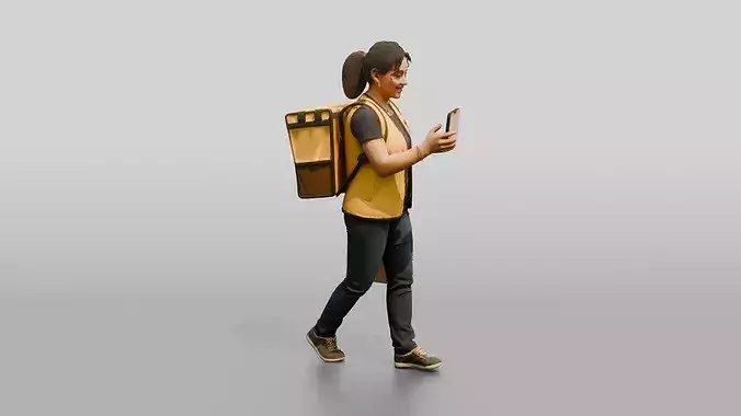 Food Delivery Woman 3D model 3